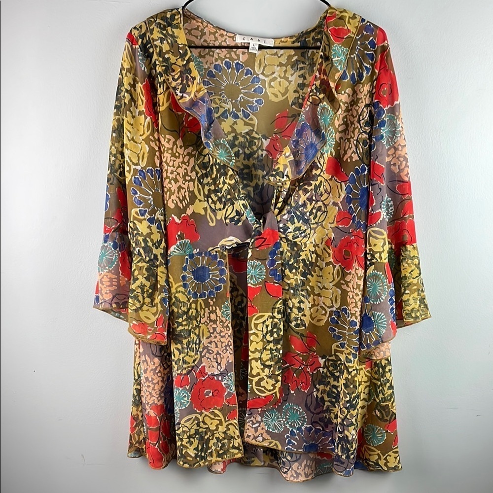 CAbi Floral Sheer Women's Kimono Size L
